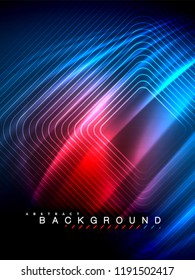 Neon glowing wave, magic energy and light motion background. Vertical orientation