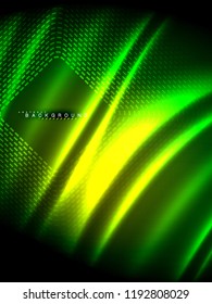 Neon glowing wave, magic energy and light motion background. Vertical orientation