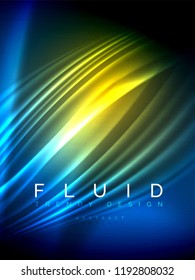 Neon glowing wave, magic energy and light motion background. Vertical orientation
