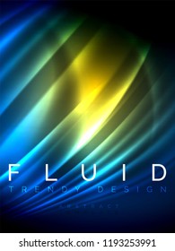 Neon glowing wave, magic energy and light motion background. Vertical orientation