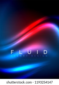 Neon glowing wave, magic energy and light motion background. Vertical orientation