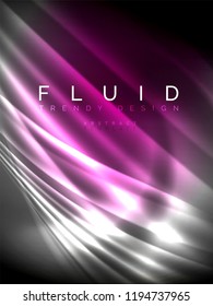 Neon glowing wave, magic energy and light motion background. Vertical orientation