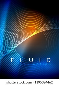 Neon glowing wave, magic energy and light motion background. Vertical orientation
