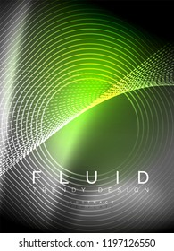 Neon glowing wave, magic energy and light motion background. Vertical orientation
