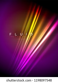 Neon glowing wave, magic energy and light motion background. Vertical orientation