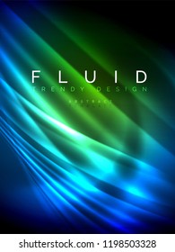 Neon glowing wave, magic energy and light motion background. Vertical orientation