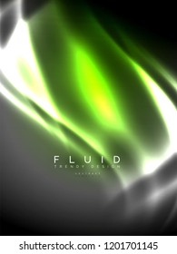 Neon glowing wave, magic energy and light motion background. Vertical orientation