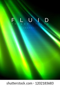 Neon glowing wave, magic energy and light motion background. Vertical orientation