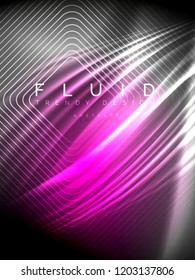Neon glowing wave, magic energy and light motion background. Vertical orientation