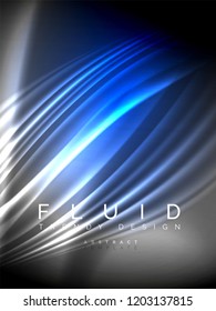 Neon glowing wave, magic energy and light motion background. Vertical orientation