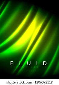 Neon glowing wave, magic energy and light motion background. Vertical orientation