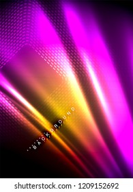 Neon glowing wave, magic energy and light motion background. Vertical orientation