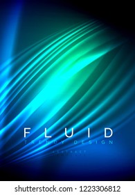 Neon glowing wave, magic energy and light motion background. Vertical orientation