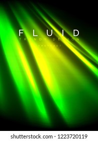 Neon glowing wave, magic energy and light motion background. Vertical orientation