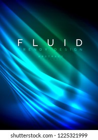 Neon glowing wave, magic energy and light motion background. Vertical orientation
