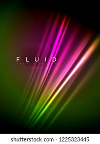 Neon glowing wave, magic energy and light motion background. Vertical orientation
