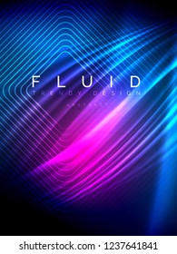 Neon glowing wave, magic energy and light motion background. Vertical orientation