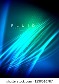 Neon glowing wave, magic energy and light motion background. Vertical orientation