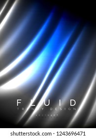 Neon glowing wave, magic energy and light motion background. Vertical orientation