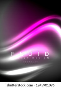 Neon glowing wave, magic energy and light motion background. Vertical orientation