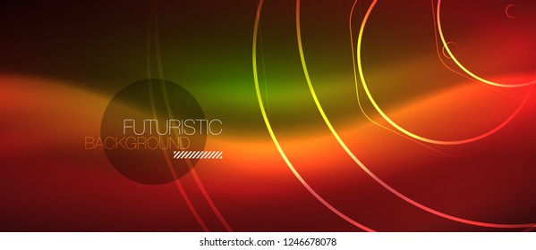 Neonleuchtende Welle, magische Energie und heller Hintergrund. Bildschirmhintergrund für Vektordesign