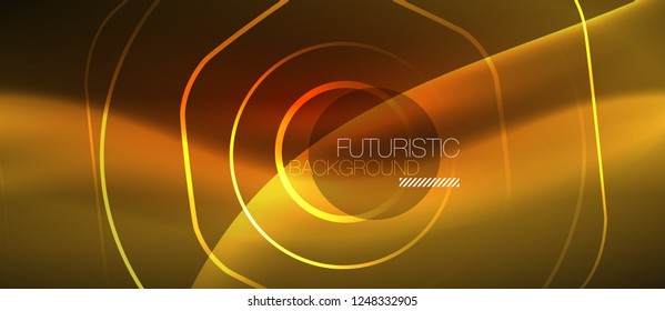 Neon glowing wave, magic energy and light motion background. Vector design wallpaper template