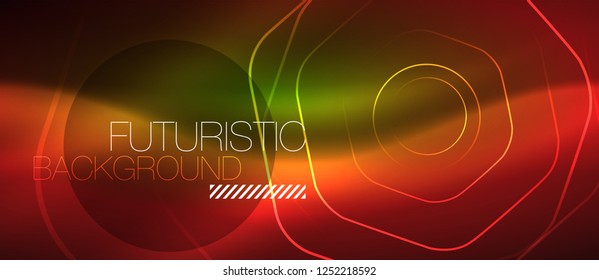 Neon glowing wave, magic energy and light motion background. Vector design wallpaper template