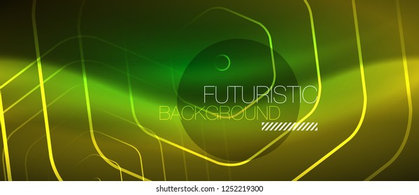Neon glowing wave, magic energy and light motion background. Vector design wallpaper template