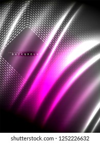 Neon glowing wave, magic energy and light motion background. Vertical orientation