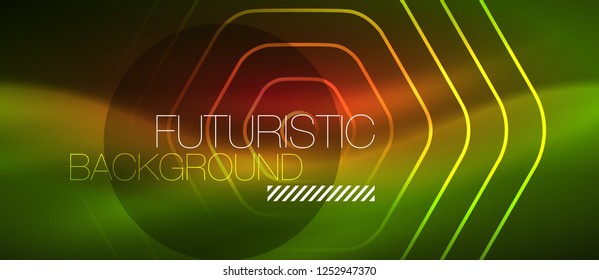 Neon glowing wave, magic energy and light motion background. Vector design wallpaper template
