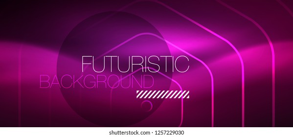 Neon glowing wave, magic energy and light motion background. Vector design wallpaper template