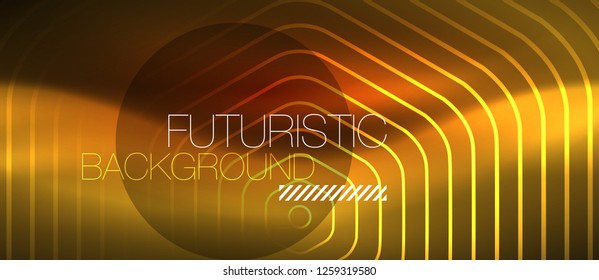 Neon glowing wave, magic energy and light motion background. Vector design wallpaper template