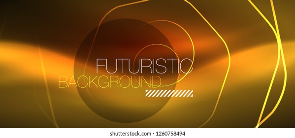 Neon glowing wave, magic energy and light motion background. Vector design wallpaper template