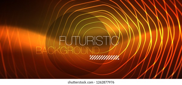 Neonleuchtende Welle, magische Energie und heller Hintergrund. Bildschirmhintergrund für Vektordesign