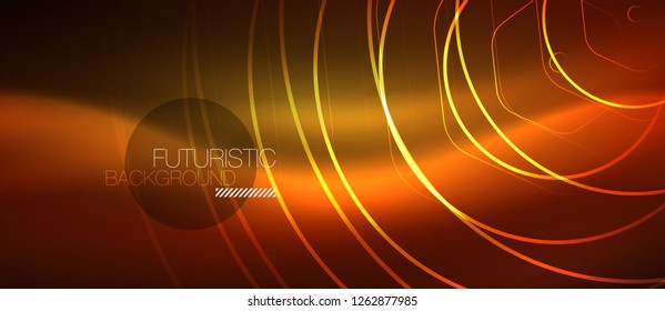 Onda brilhante de néon, energia mágica e fundo de movimento de luz. Modelo de papel de parede de design de vetor