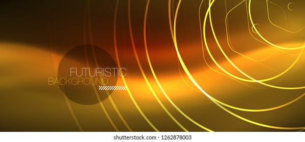 Neon glowing wave, magic energy and light motion background. Vector design wallpaper template
