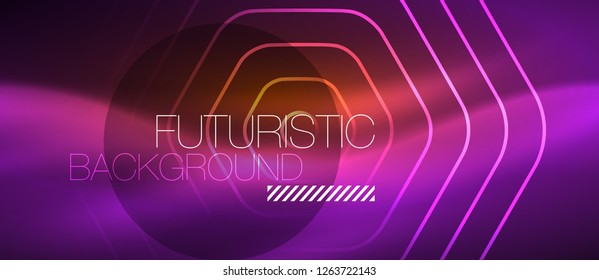 Neon glowing wave, magic energy and light motion background. Vector design wallpaper template
