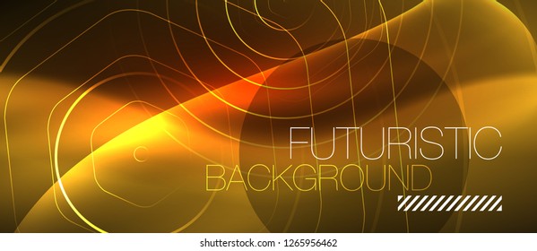 Neon glowing wave, magic energy and light motion background. Vector design wallpaper template