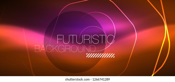 Neon glowing wave, magic energy and light motion background. Vector design wallpaper template