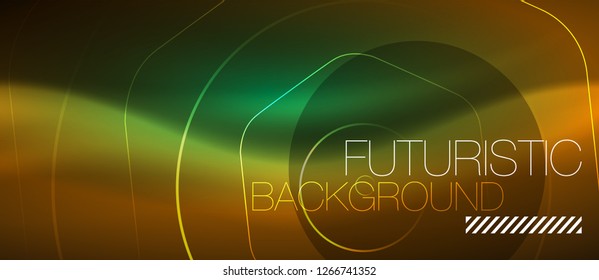 Neon glowing wave, magic energy and light motion background. Vector design wallpaper template