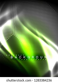 Neonleuchtende Welle, magische Energie und heller Hintergrund. Vertikale Ausrichtung