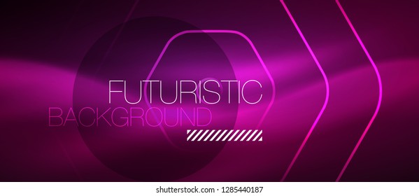 Neon glowing wave, magic energy and light motion background. Vector design wallpaper template