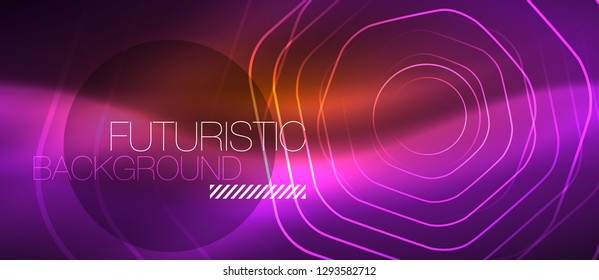 Onda brillante neón, energía mágica y fondo de movimiento de luz. Plantilla de fondo de pantalla de diseño de vectores