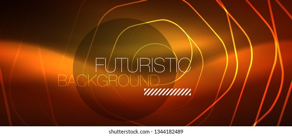 Neon glowing wave, magic energy and light motion background. Vector design wallpaper template