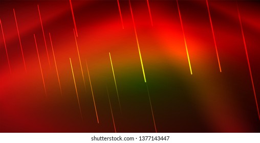 Neon glowing wave, magic energy and light motion background. Vector wallpaper template