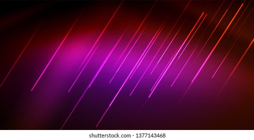 Neon Glowing Wave, Magic Energy And Light Motion Background. Vector Wallpaper Template