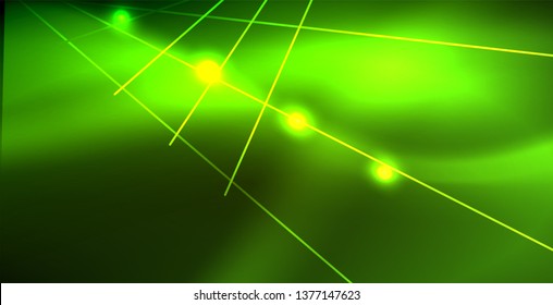 Neon glowing wave, magic energy and light motion background. Vector wallpaper template