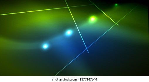 Neon glowing wave, magic energy and light motion background. Vector wallpaper template