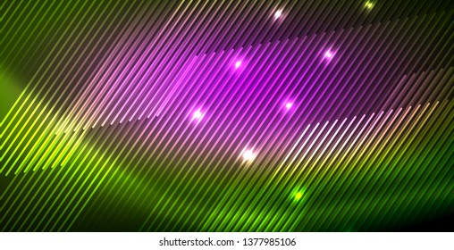 Onda brillante neón, energía mágica y fondo de movimiento de luz. Plantilla de fondo de pantalla