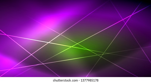 Neon glowing wave, magic energy and light motion background. Vector wallpaper template
